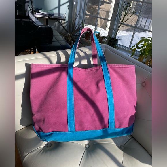 L.L. Bean Handbags - Vintage L.L. Bean Boat & Tote 22” – Magenta & Teal – Made in USA – Rare Colorway